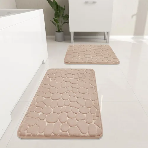 Miniatura 10 de YIHOUSE Juego de 2 tapetes de baño de espuma viscoelástica, antideslizantes, absorbentes de agua, lavables, para fregadero, inodoro y suelo Negro