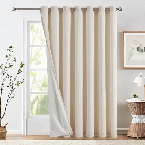Miniatura 51 de jinchan Cortinas de 108 pulgadas Mezcla de Lino de Lino Semi Transparentes Filtrado de Luz y Resplandor Cortinas Extra Largas para Sala de Estar