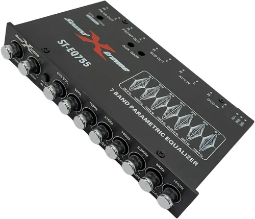 Miniatura 8 de SoundXtreme ST-EQ755 ecualizador paramétrico de audio para auto de 7 bandas de 1/2 din EQ con salida delantera, trasera + sub de 8 voltios RMS, tres