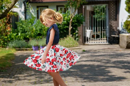 Miniatura 3 de YJ.GWL Vestido de niña de flores, vestido floral de mezclilla, vestidos de princesa para niñas, vestido blanco de primavera y verano, trajes