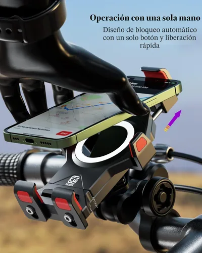 Miniatura 6 de BRCOVAN Soporte de teléfono para motocicleta de aleación de aluminio antirrobo con amortiguador de vibraciones y bloqueo seguro de alta velocidad