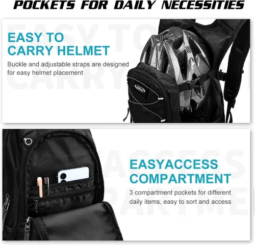 Miniatura 4 de Mochila de hidratación con vejiga de agua de 3 litros, mochila de hidratación aislada para correr, mochila de agua ligera para senderismo, ciclismo