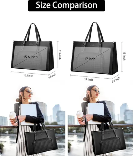 Miniatura 8 de MATEIN - Bolsa de mano para laptop de 17 pulgadas para mujer con compartimento para el almuerzo, maletín de trabajo convertible de piel sintética