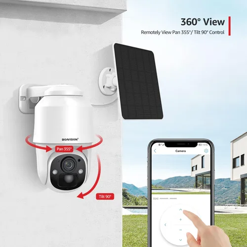 Miniatura 3 de BOAVISION Cámara de seguridad inalámbrica WiFi al aire libre, cámara con energía solar, inclinación panorámica, visión de 360°, detección humana
