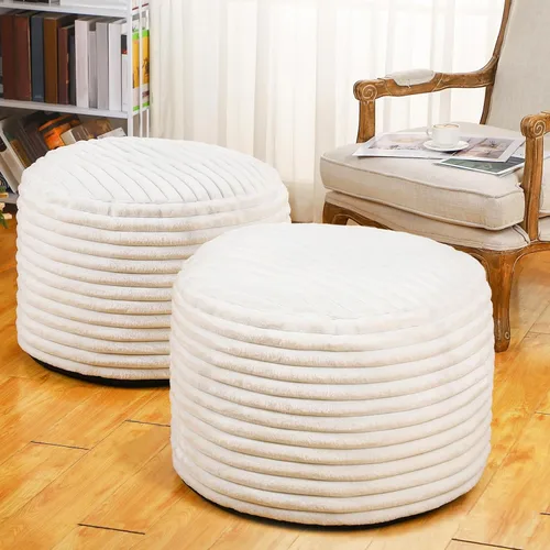 Miniatura 11 de Teenyyou 2 Piezas Funda de Puf Sin Relleno de 20 x 15 Pulgadas Reposapiés Otomán - Sin Relleno, Piel Sintética de Conejo Taburete Reposapiés Puf