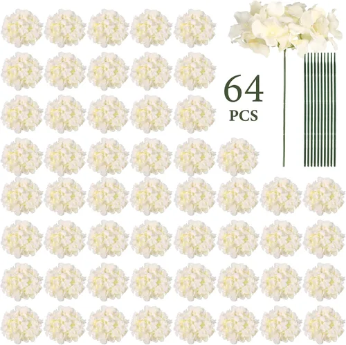 Miniatura 9 de Auihiay 64 piezas de flores artificiales de hortensia de seda, flores artificiales de hortensia con tallos, flores completas de hortensia