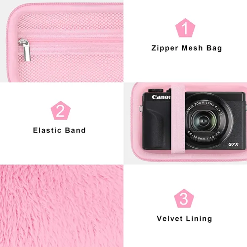Miniatura 5 de Canboc Funda para cámara Canon PowerShot G7 X Mark III/ G7X Mark II Cámara digital de vlogging 4K, bolsa de cámara de video 4K de punto y disparo