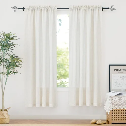 Miniatura 55 de RYB HOME Cortinas extralargas de 108 pulgadas de largo, transpirables con bolsillo para barra, cortinas traslúcidas blancas para sala de estar