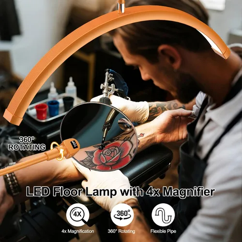 Miniatura 3 de AURELLE Half Moon Luz para Pestañas - Lámpara de Pie LED Ajustable para Pestañas con Lupa 4X y Soporte para Teléfono para Extensiones de Pestañas