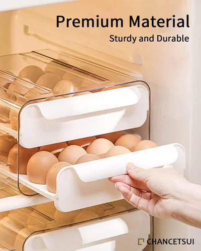 Miniatura 4 de Soporte para huevos de gran capacidad para refrigerador, contenedores organizadores de almacenamiento de huevos, organizador apilable de plástico