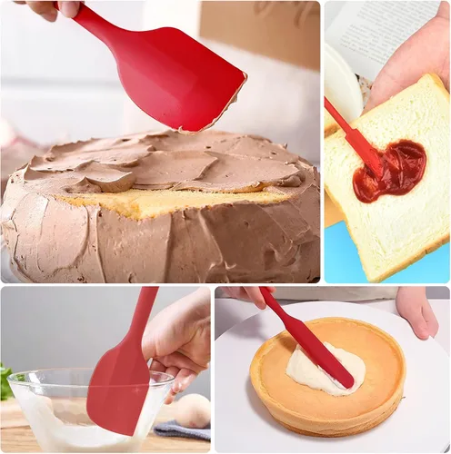 Miniatura 4 de Juego de espátulas de silicona rojas de 5 piezas, juego de espátulas de goma resistentes al calor, juego de espátulas de cocina aptas para Rojo