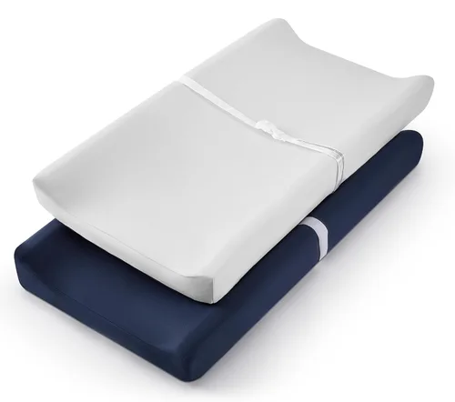 TILLYOU Juego de fundas para cambiador en material de jersey suave, se adapta a almohadillas contorneadas de 32 pulgadas/34 x 16 pulgadas para