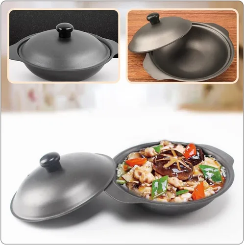 Miniatura 6 de Cabilock Hogar Pequeño Hierro Pot Basics Esmalte Hierro Fundido Claypot: Sartén Cazuela Cubierta 7.1 in Olla De Arcilla Olla De Arroz