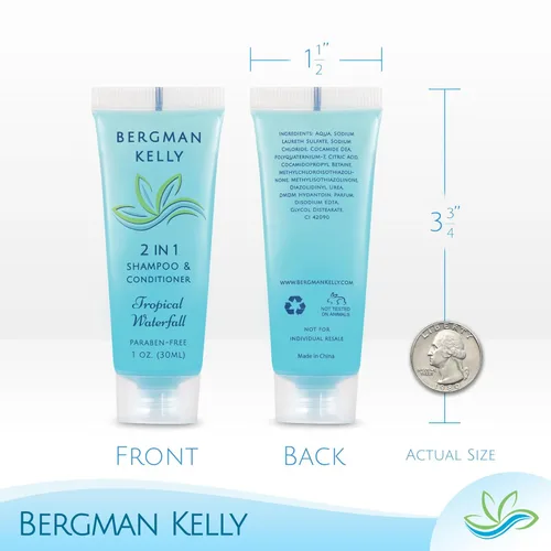Miniatura 3 de Bergman Kelly - Champú y acondicionador 2 en 1 tamaño viaje - 1 fl oz, 100 PK, cascada tropical - Deleite a sus invitados con amenidades de champú