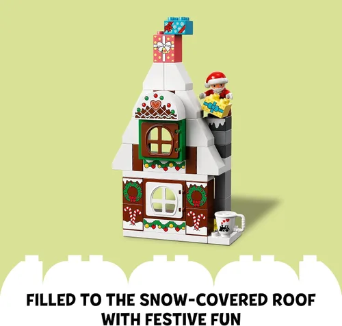 Miniatura 4 de LEGO DUPLO - Juego de construcción de casa de jengibre de Papá Noel, juguete de Navidad para niños y niñas de 2 años, incluye figura de Papá Noel