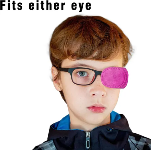 Miniatura 3 de Paquete de 2 parches para ojos, parches reutilizables para ojos izquierdo y derecho para niños, niños pequeños, ojos perezosos (rosa) (2)