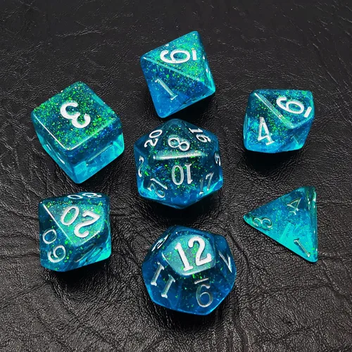 Miniatura 18 de Bescon Fantasía Arco Iris Brillante Dados Poliédricos 7pcs Set Caramelo de Medianoche, Juego de dados RPG Luminoso Resplandor en la oscuridad
