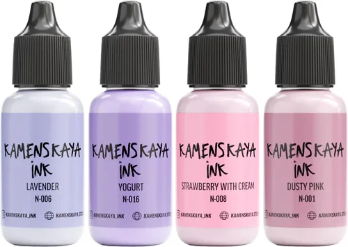 Miniatura 19 de Juego de tinta de alcohol Kamenskaya #10: Combinación de colores combinados de tintas de alcohol, 4 piezas. 0.51 fl oz (15 ml) cada una