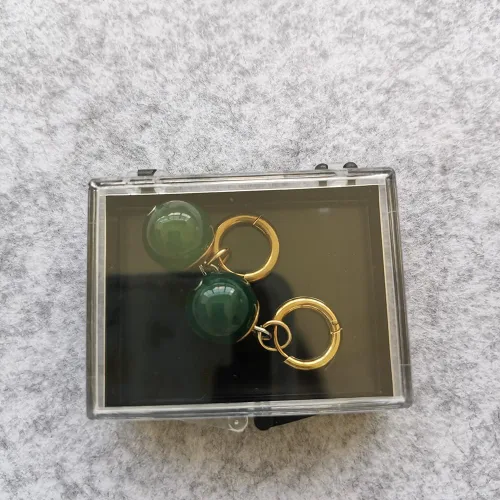 Miniatura 2 de 1 par de aretes de animé con forma de bola de vegetto potara negra son Goku Zamasu Cos, Ágata