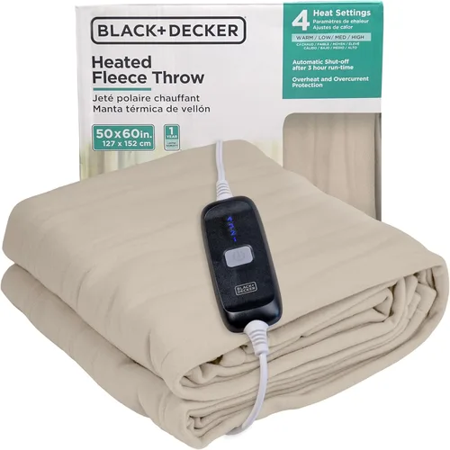 Miniatura 15 de BLACK+DECKER Manta térmica eléctrica, manta eléctrica de piel de oveja sintética, manta térmica con 4 niveles de calefacción, temporizador de 3