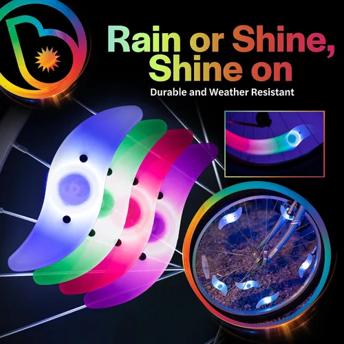 Miniatura 5 de Brightz SpokeBrightz Luces LED para Rueda de Bicicleta, Pack de 2 - Modos de Cambio de Color y Selección de Color - Ilumina tus Radios - Transforma