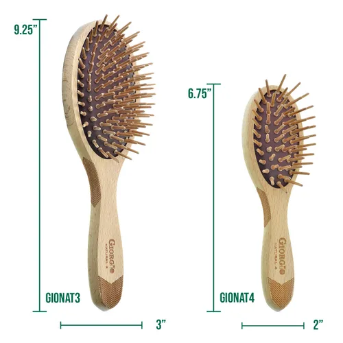 Miniatura 2 de Giorgio Juego de cepillo de cerdas de madera respetuoso con el medio ambiente, cepillo desenredante y cepillo de crecimiento del cabello