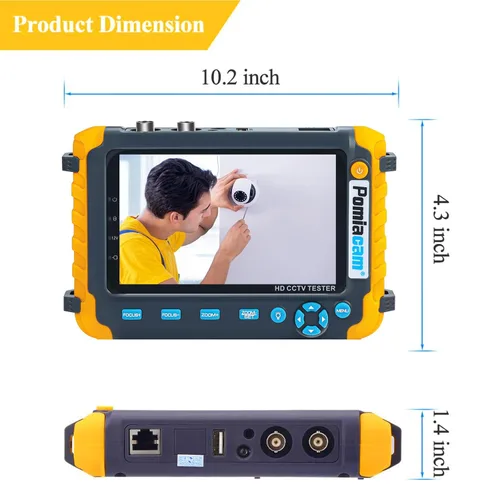 Miniatura 3 de AHD CCTV Monitor Cámara Probador IV8W 5 pulgadas 4-en-1 8MP AHD TVI 8MP CVI CVBS 1080P Coaxial HD Testerr Soporte RS485 PTZ Controlador/UTP Cable