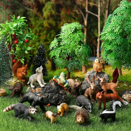 Miniatura 7 de JOKFEICE Figuras de animales pequeños para niños, 16 figuras realistas de animales del bosque, figuras de criaturas del bosque, juguetes educativos
