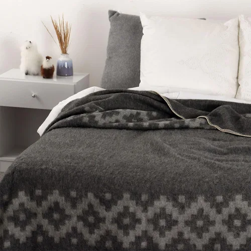Miniatura 6 de Manta gruesa de lana de alpaca pesada para acampar al aire libre en interiores, diseño étnico suave de Perú (gris oscuro, gris suave, tamaño queen)