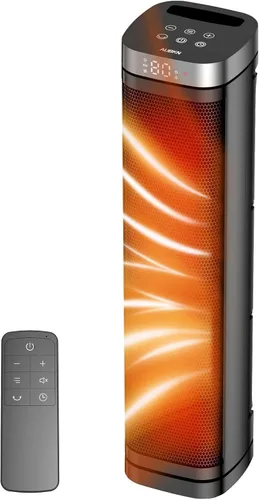 Calentador de Espacio Portátil, Ventilador de Calefacción de Cerámica de 1500W con Termostato, Control Remoto, 3 Modos de Calefacción, Oscilación de