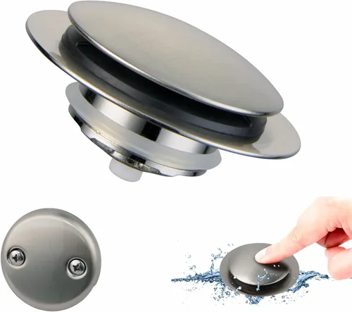 Miniatura 8 de Tapón de Drenaje de Bañera Negro, Welsan Tapón Universal Pop Up de Bañera de Repuesto Tip Toe, Levantar y Girar con Cubierta de Placa Frontal