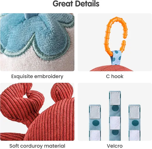 Miniatura 9 de TUMAMA - Juguetes para bebés de 0, 3, 6, 9 a 12 meses, cochecito de animales de peluche de actividad y juguete colgante para asiento de automóvil