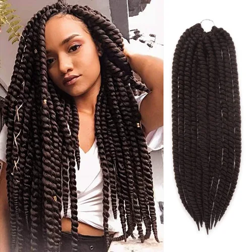 Miniatura 24 de Trenzas de ganchillo de pelo sintético auténtico doble Jumbo Senegalese Twist 12" (30)