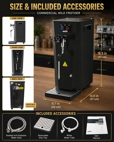 Miniatura 8 de WantJoin Espumador de leche comercial, máquina de vapor de leche comercial de calentamiento rápido de 20 segundos para café con leche capuchino