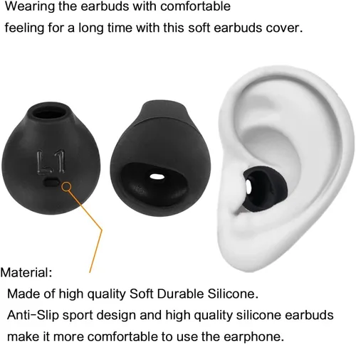 Miniatura 4 de 10 pares de fundas para auriculares de silicona de repuesto compatibles con Samsung Galaxy Note 5/Note 7/s7/s6/s6 Edge/Level U Bluetooth Negro