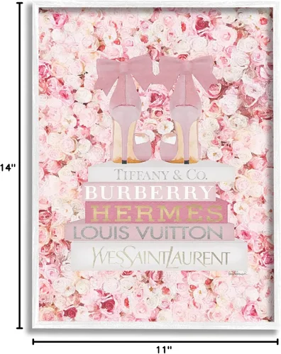 Miniatura 10 de Stupell Industries La moda rosa cura con libros glamorosos y detalles de rosas, diseño de Amanda Greenwood - Arte de pared enmarcado en blanco, 11 x