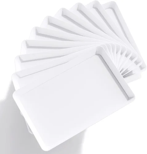 Lifewit Bandeja de plástico para suministros de fiesta, bandejas blancas de 15 x 10 pulgadas para servir alimentos, plato grande reutilizable para