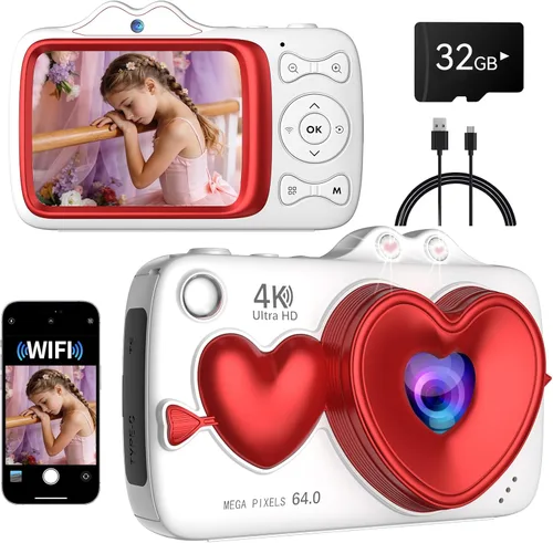 Miniatura 11 de Cámara digital, cámara de enfoque automático 4K 64MP con doble lente, zoom 18X/WiFi/tarjeta de 32 GB, cámaras de apuntar y disparar para regalos