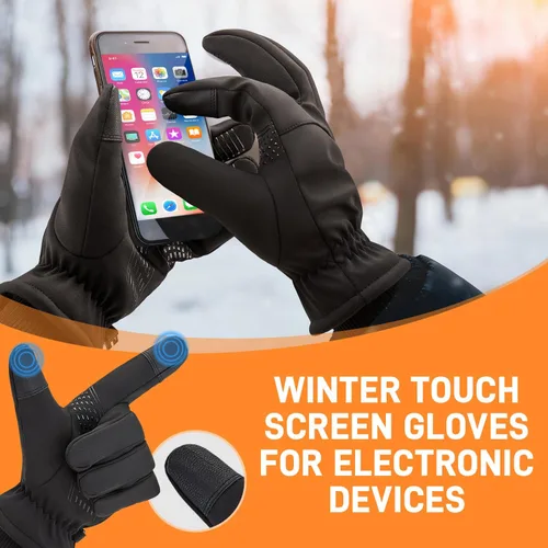 Miniatura 4 de ihuan Guantes de invierno para hombres y mujeres, impermeables, cálidos, guantes de nieve para clima frío, material térmico para esquí, snowboard