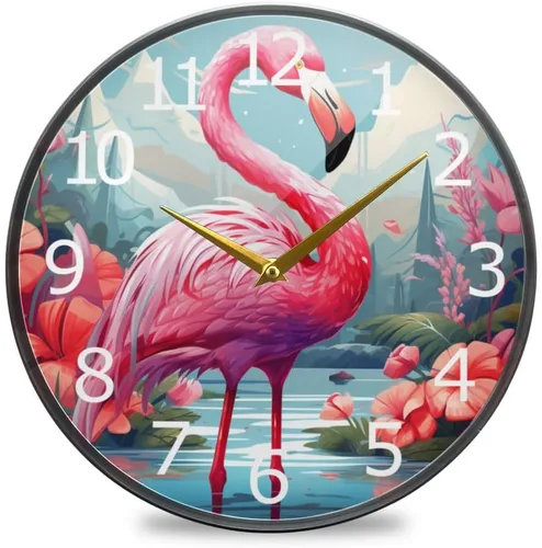 Miniatura 13 de ALAZA París Torre Eiffel Pareja Rosa Floral Acrílico Pintado Silencioso Reloj de pared redondo sin tictac, 9.5 pulgadas, funciona con pilas, reloj