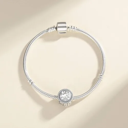 Miniatura 3 de Linorui Abalorio de plata de ley 925 para pulsera de Pandora con texto en inglés I Love You to the Moon and Back Fit Esposa hija mamá regalo