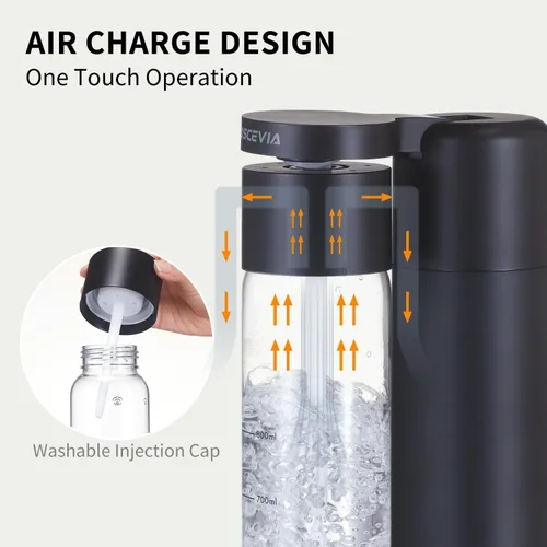 Miniatura 3 de Máquina de Agua con Gas Fabricante de Soda Dispensador de Bebidas para el Hogar, Fabricante de Soda Streaming con 2 Botellas sin BPA (1L)