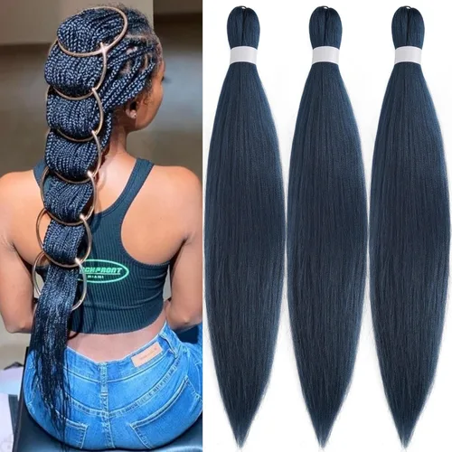 Miniatura 20 de pelo trenzado preestirado marrón, pelo trenzado Kanekalo, pelo trenzado preestirado de 26 pulgadas, 6 paquetes plegados, textura Yaki, extensiones