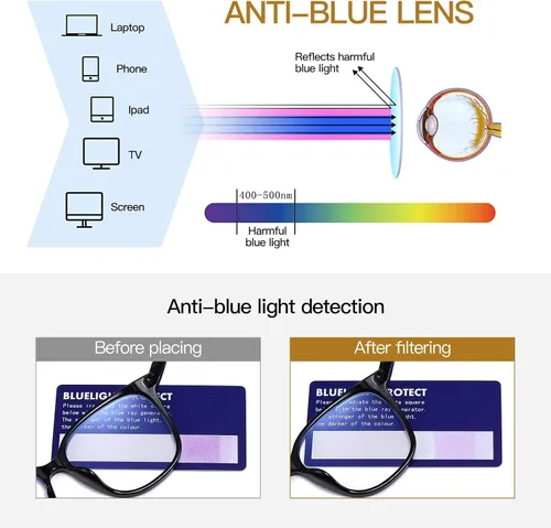 Miniatura 4 de Lentes de gran tamaño con bloqueo de luz azul para mujer, lectura en computadora, antirreflejos, reducen la fatiga ocular
