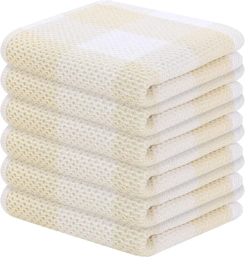 Miniatura 44 de Homaxy Paños de cocina 100% algodón, tejido gofre a cuadros, 12 x 12 pulgadas, toallas para platos súper suaves y absorbentes, de secado rápido