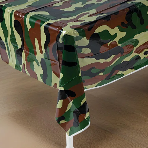 Miniatura 3 de Fun Express Mantel desechable de plástico camuflado de camuflaje – 54 x 108 pulgadas – Suministros para fiesta de cumpleaños del ejército