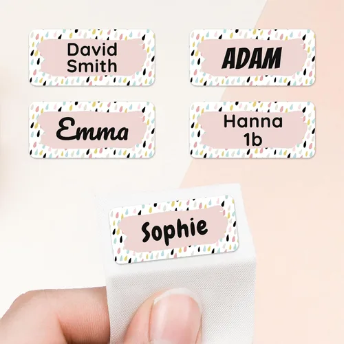 Miniatura 16 de Etiquetas de nombre personalizadas para niños [70 unidades] – Calcomanías de nombre impermeables para la escuela, artículos y ropa – Etiquetas