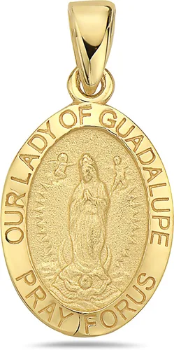 PORI JEWELERS Oro amarillo de 14 quilates pequeño Virgen María Medallón religioso ovalado joyería fina regalo de bendición para mujeres niñas