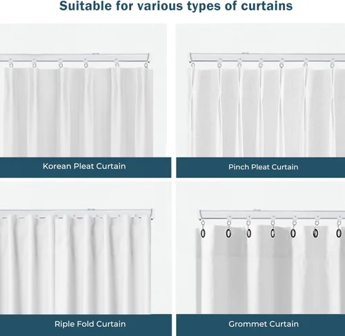 Miniatura 4 de MaKefeile Sistema de rieles de cortinas de techo, rieles de cortina flexibles y flexibles para montaje en techo, riel deslizante de aluminio Blanco