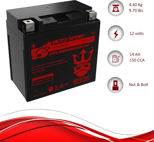 Miniatura 8 de Marca YTX14-BS (MF) Batería Recargable Reemplazo para YUASA YTX14-BS Batería Libre de Mantenimiento